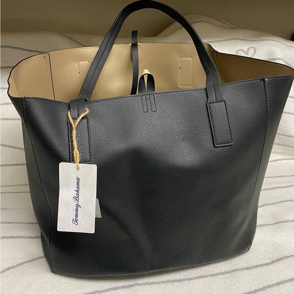 Tommy Bahama Black and Gold Reversible Tote